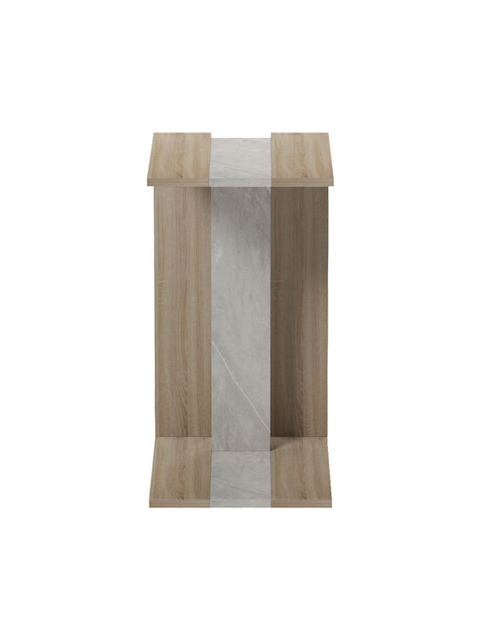 Side Coffee Table Muju Wooden Sonoma Beige Marble Effect W30xL40xH55cm