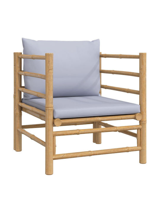 Outdoor Armchair Bamboo Brown with Cushion 63x69x65cm