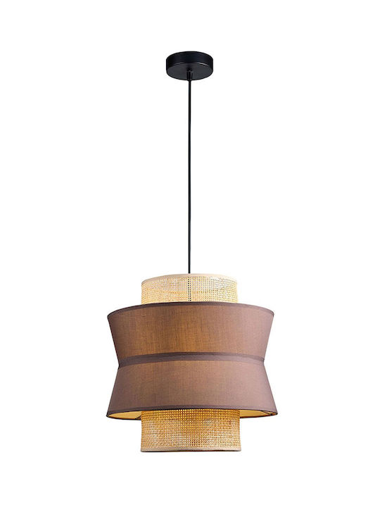 Viokef Rika Κρεμαστό Φωτιστικό Γκρι Ράγα με Ντουί E27 35x350εκ.