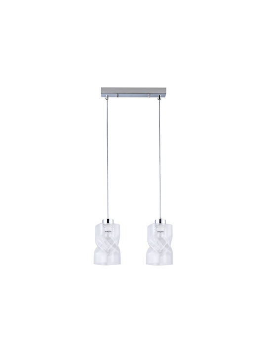 Agora Lighting Ρυθμιζόμενο Κρεμαστό Φωτιστικό Twisted Glass Scandinavian Ράγα με Ντουί E27 36x46x90εκ.