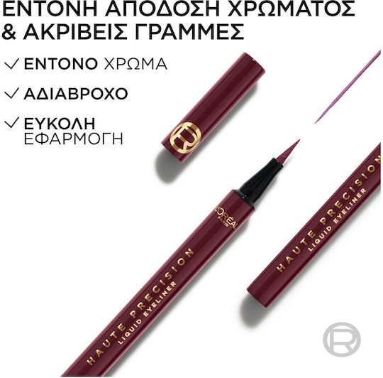 L'Oreal Paris Haute Precision Waterproof Vârf De Fetru Eye Liner Bordeaux Cashmere 1gr