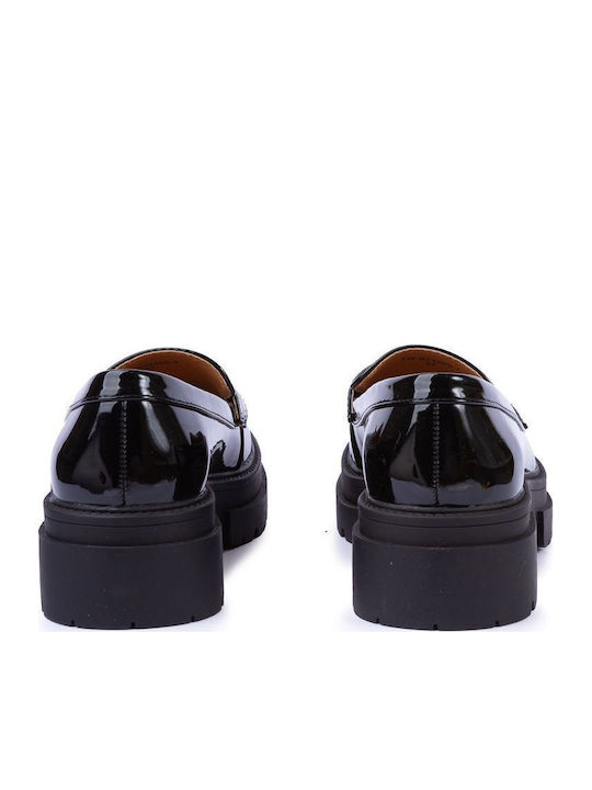 Patent Leather Women's Loafers In Black Colour