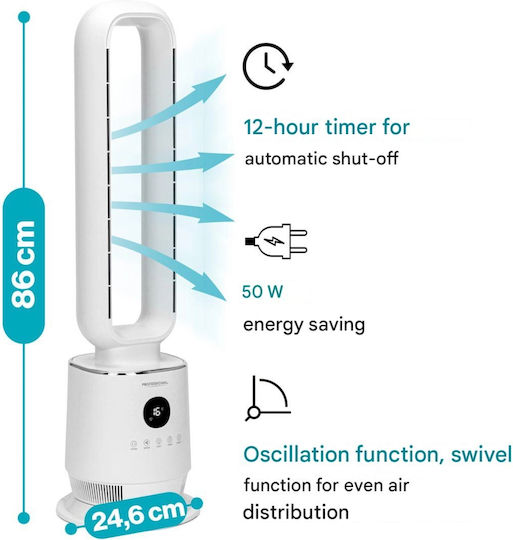 ProfiCare Ανεμιστήρας Χωρίς Πτερύγια 50W με Τηλεχειριστήριο Λευκός