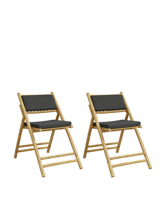 Scaun de exterior Bambus Bamboo With Grey cu pernă 2buc 59x51x87cm