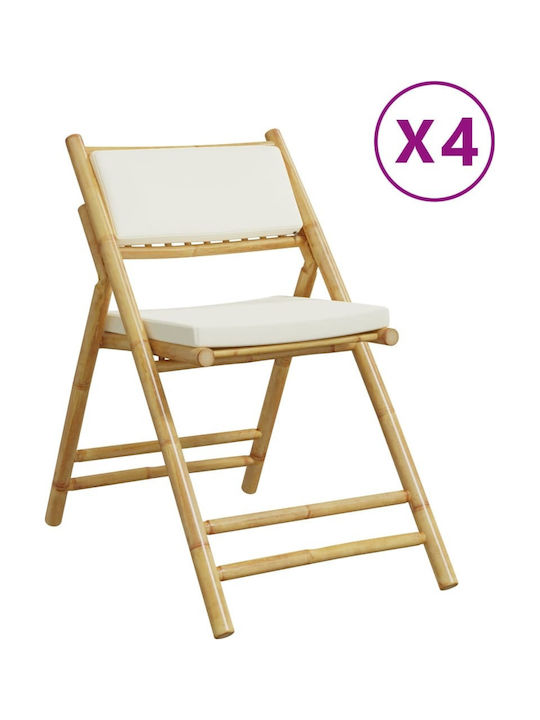 Outdoor-Stuhl Bamboo Cream mit Kissen 4Stück 59x51x87εκ.