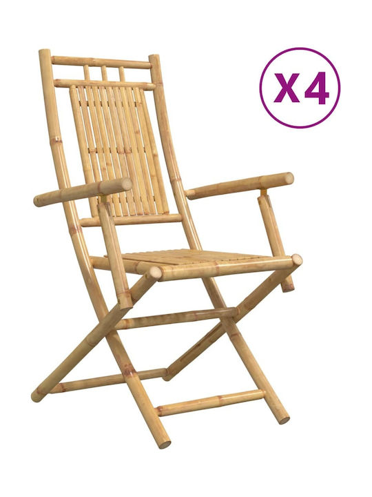Scaun de exterior Bambus Bambus cu pernă 4buc 53x66x99cm