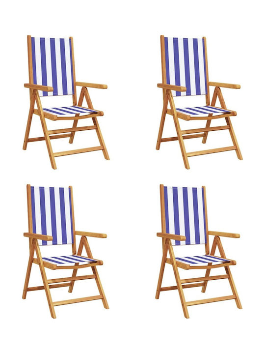 Outdoor Chair Wooden Blue with Cushion 4pcs 48x40x109cm