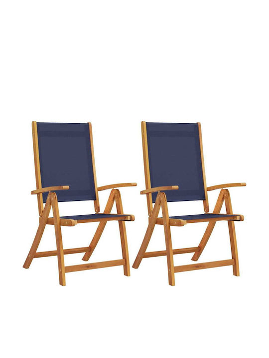Scaun de exterior Lemn Acacia cu pernă 2buc 57x72x109cm