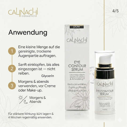 Calinachi Augenbefeuchter für Taschen Schwarze Kreise & Feuchtigkeitsspendende Formulierung 15ml