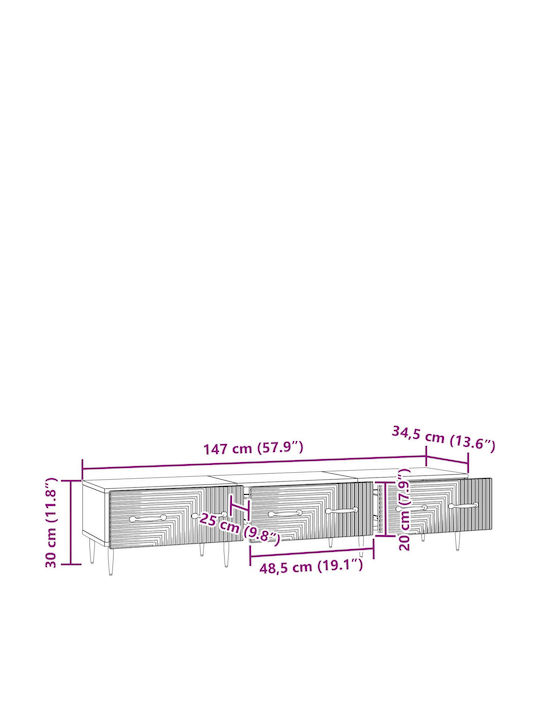 TV-Ständer Eiche M147xT34.5xH30cm