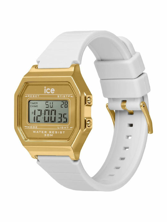 Ice Ψηφιακό Γυναικείο Ρολόι 32mm Μπαταρίας με Λευκό Καουτσούκ Λουράκι