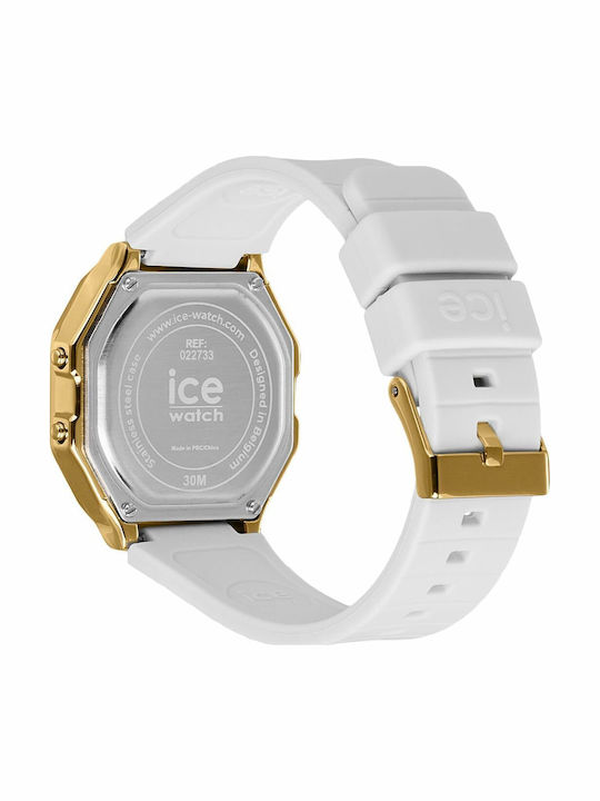 Ice Ψηφιακό Γυναικείο Ρολόι 32mm Μπαταρίας με Λευκό Καουτσούκ Λουράκι