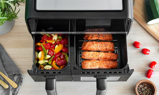 Mozano Home Mozano Home Heißluftfritteuse mit Wi-Fi & Doppelter Abnehmbarer Behälter 9l Schwarz