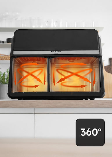 Mozano Home Mozano Home Heißluftfritteuse mit Wi-Fi & Doppelter Abnehmbarer Behälter 9l Schwarz