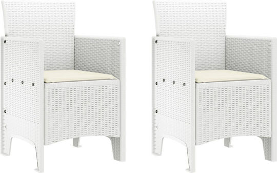 White Outdoor Chair 2 Pieces 53x49x85cm White Outdoor Chair 2 Pieces 53x49x85cm
