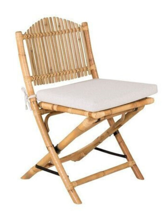 Outdoor Armchair Wooden Mernolu 101 Light Wood Color with Cushion 54x63x93cm