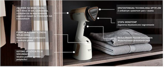 Tefal Aerosteam Handheld Garment Steamer 1400W with 130ml Tank White