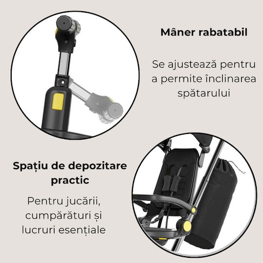Kidizi Tricicletă Pliabilă și Transformabilă 5 în 1 Neagră