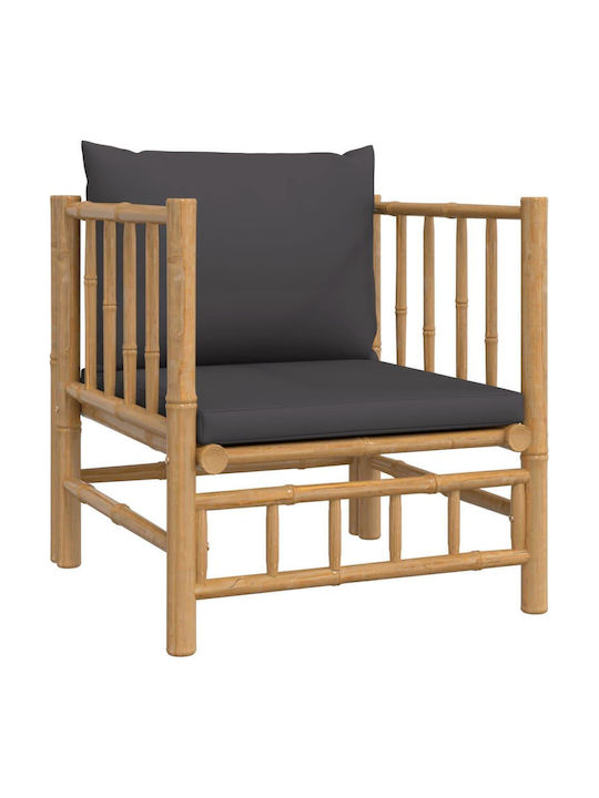 Outdoor Armchair Bamboo Brown with Cushion 63x69x65cm