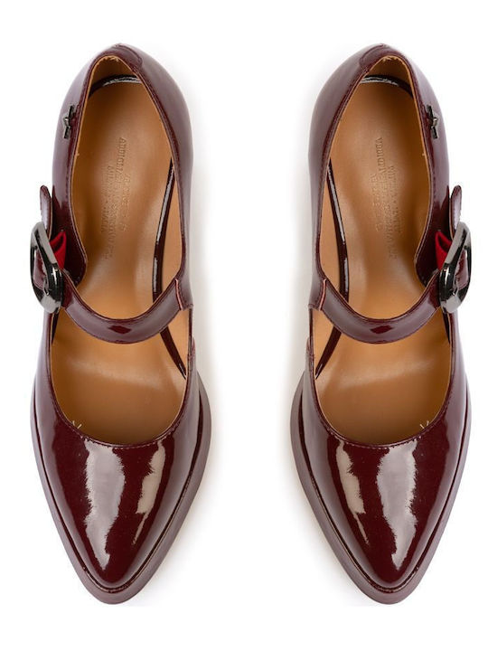 Pantofi Cu Toc Din Lac Burgundy