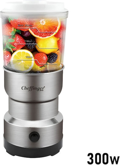 Cheffinger Mini Mixer 300w 2 In 1 Rostfreier Stahl Klingen Kaffeemühle Funktion 0,35l Graue
