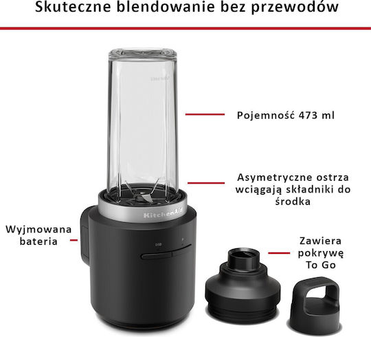 Kitchenaid Μπλέντερ με Πλαστική Κανάτα 470 ml Γκρι 5KSBR200BM