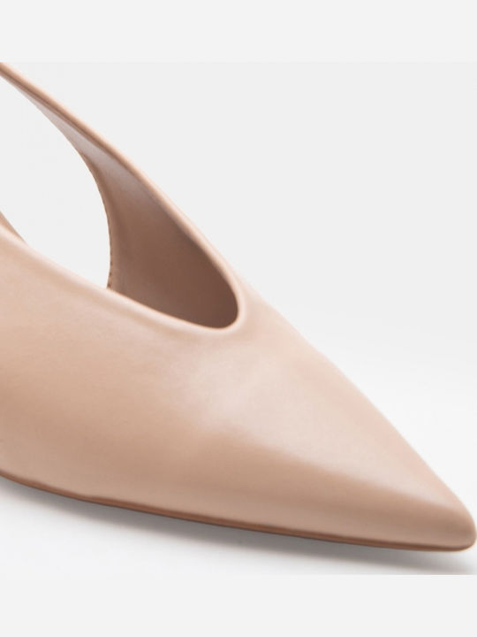 Pointed Toe Heels with Medium Beige Heel