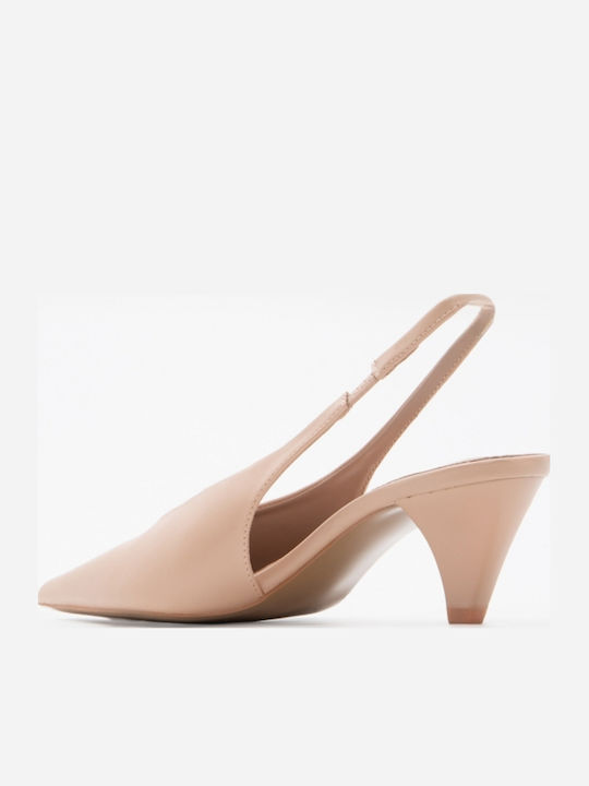 Pointed Toe Heels with Medium Beige Heel