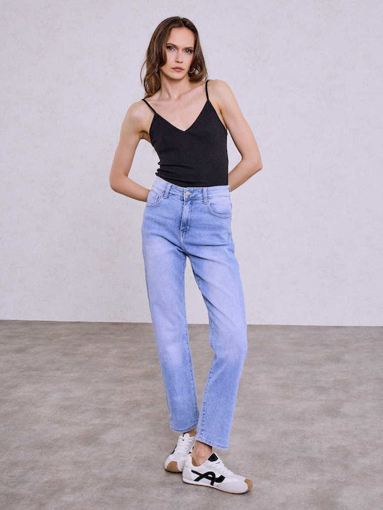 Celestino Γυναικείο Τιραντάκι Ριπ V Λαιμόκοψη Slim Fit Μαύρο