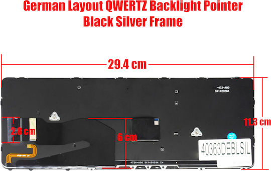 German Keyboard for Laptop HP Elitebook 840 G1 840 G2 850 G1 850 G2 745 G1 745 G2 840g1 840g2 850g1 850g2 745g1 745g2 776475-051 762758-001 with Pointer Backlight Black Silver Frame Code 40363deblsil