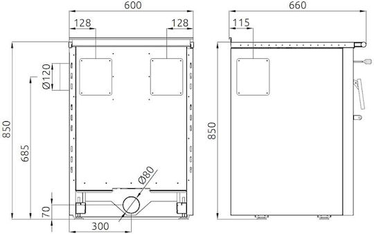 Senko Sg-60 Метална Дървена Печка с Фурна 7.5kW Inox