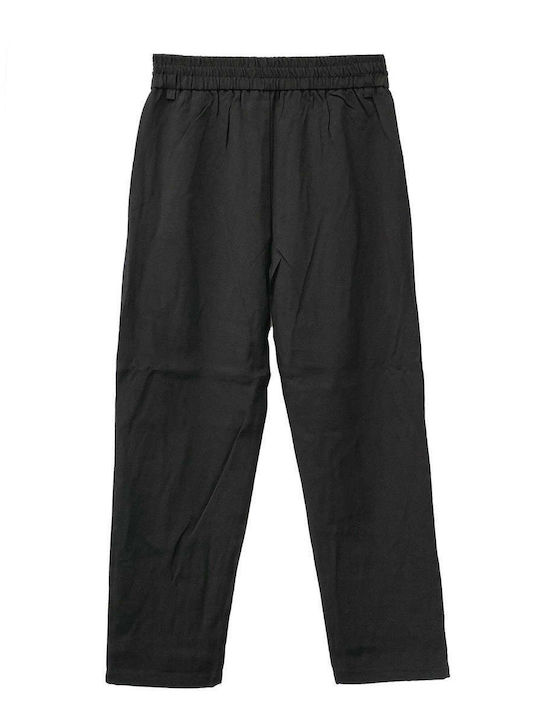 Damen Stoffhose mit Gummiband Schwarz