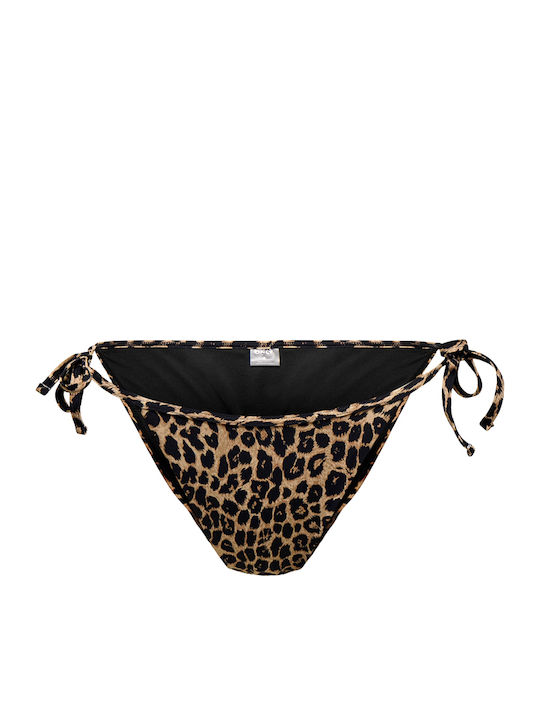Marseille Bikini Slip με Κορδονάκια Καφέ