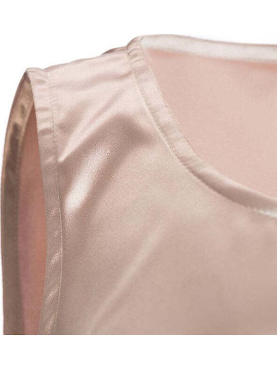 Damen Crop Top Satin Ärmelloses Braunes