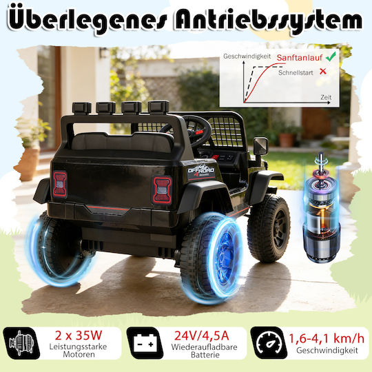 Elektrisches Kinderfahrzeug Mit Fernbedienung 24 Volt Schwarzes Für 3+ Jahre