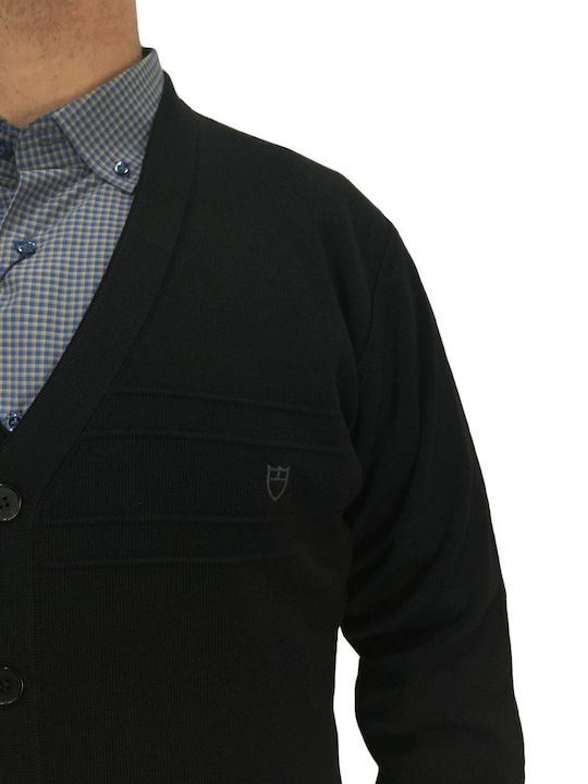 Men's Knitted Cardigan with Buttons Black
