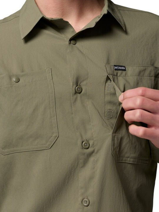 Silber Langärmeliges Herrenhemd in Normale Passform Olive