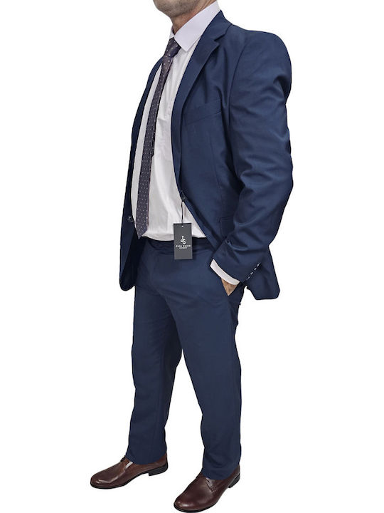 Summer Men's Suit with Slim Fit Navy Blue