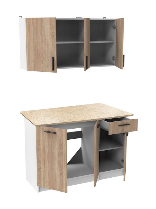 Kalia Kitchen Cabinet Set Wall & Floor with Countertop Beige 120x46x82pcs