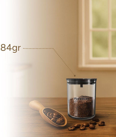 Rohnson Electric Coffee Grinder 150W with 120g Capacity and 75 Grind Levels Black