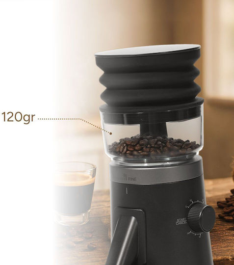 Rohnson Electric Coffee Grinder 150W with 120g Capacity and 75 Grind Levels Black