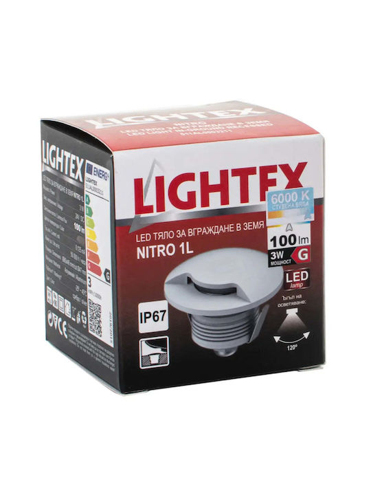 Lightex Σποτ Δαπέδου LED 3W με Ψυχρό Λευκό Φως IP67 Ασημί