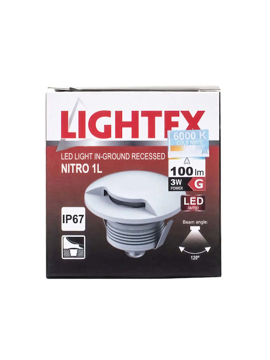Lightex Σποτ Δαπέδου LED 3W με Ψυχρό Λευκό Φως IP67 Ασημί