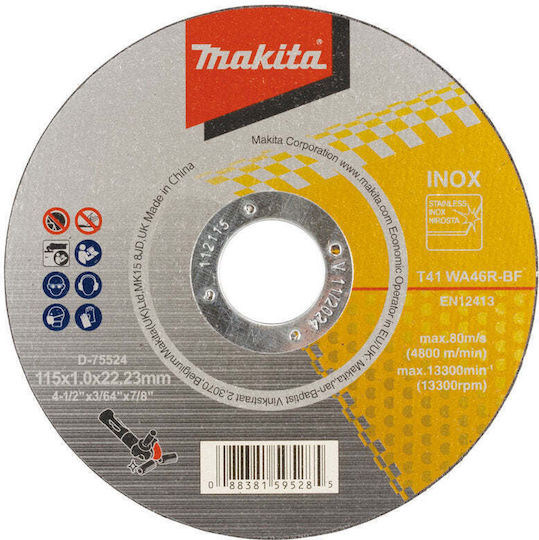 Cutting Disc Metal Inox Makita 115x1x22.23