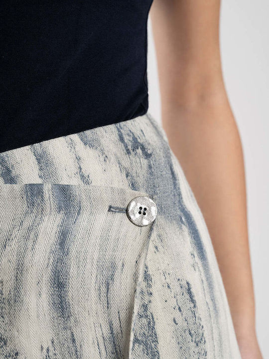 Linen Mini Skirt Gray