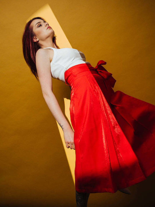Hohe Taille Midi Damenrock Rote