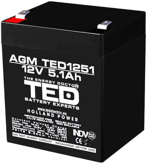 Ted Electric Agm Lead Battery 12v 5ah 90 70 101mm Terminal 2