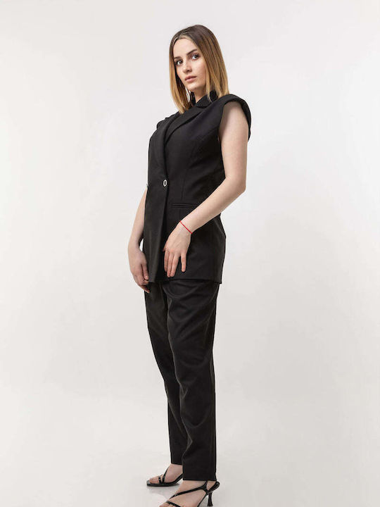 Ärmellose Damen Strickjacke in Schwarzer Farbe