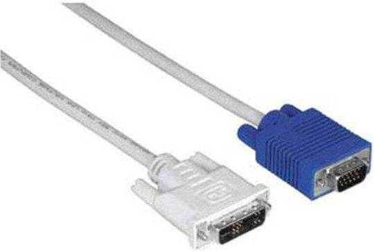 Сигнален Кабел Мъжки DVI-I Hama Към Приемник Мъжки VGA DVI-I M>VGA M 1.5m 45075/200714 Работи Само В Тази Посока