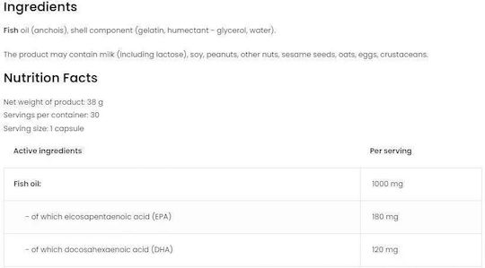 OstroVit Omega 3 1000mg 30 μαλακές κάψουλες